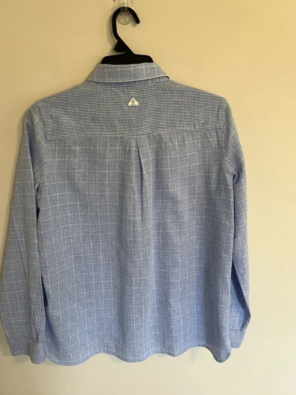 Barbour Light Blue Patchwork Check Button-Up Blouse - Picture 5 of 6